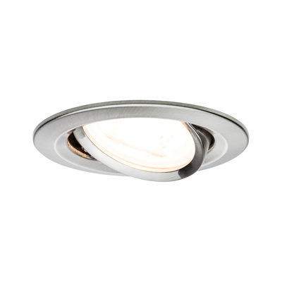 Round brushed stainless steel spotlight with adjustable LED light for versatile ceiling lighting