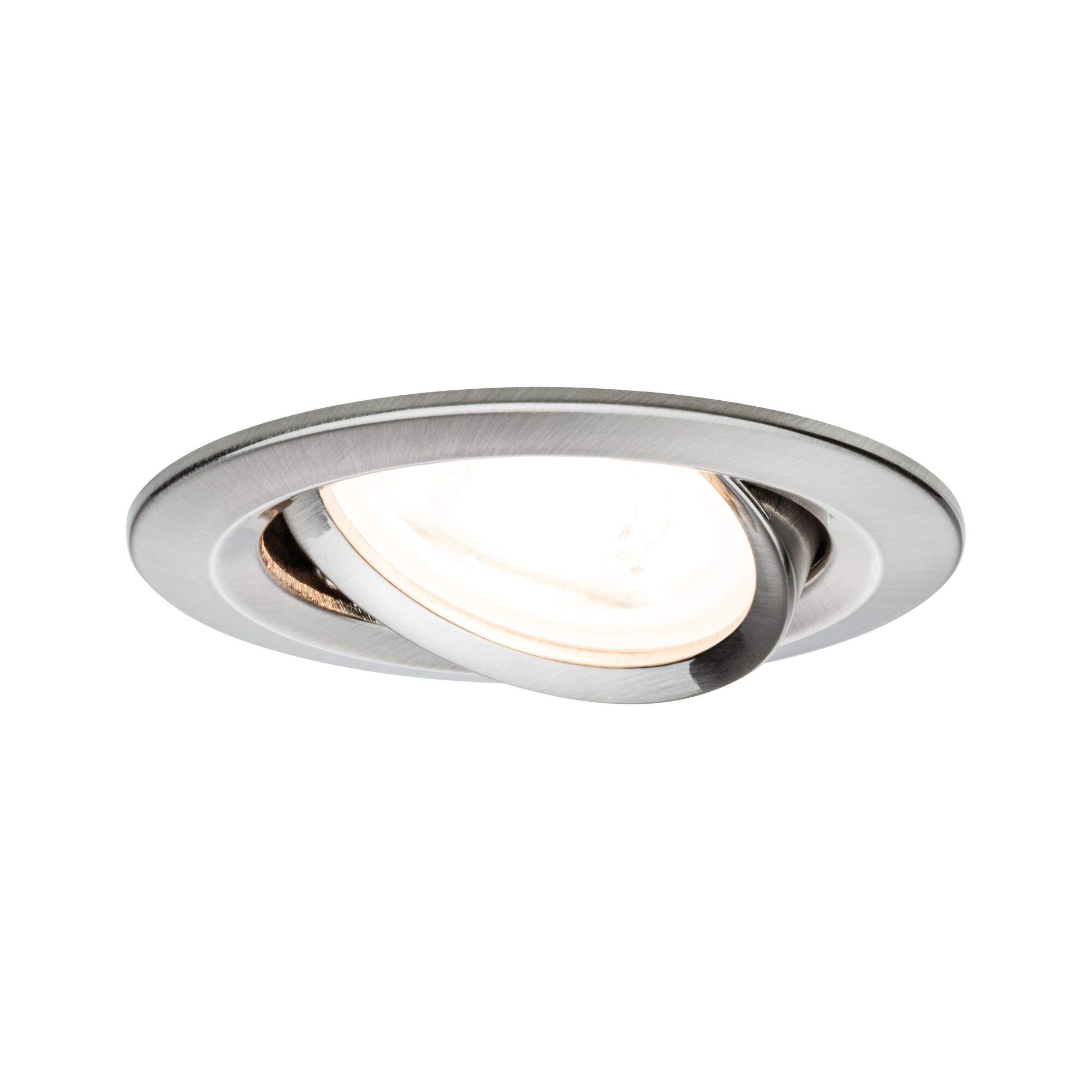 Rundstrahler aus gebürstetem Edelstahl mit schwenkbarem Spot für flexible LED-Beleuchtung