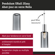 Suspension URail 2Easy avec abat-jour en verre fumé et support métallique pour éclairage intérieur moderne