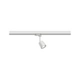 Modern white metal LED spotlight on track system for flexible room lighting