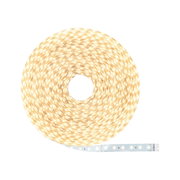Bande LED flexible blanc chaud sur support blanc, idéale pour l’éclairage d’ambiance intérieure