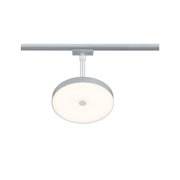 Plafonnier rond en métal argenté avec diffuseur blanc pour éclairage moderne