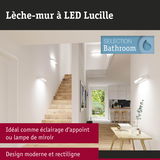 Applique murale LED blanche Lucille au design rectiligne, idéale comme éclairage d'appoint ou miroir