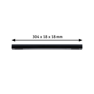 Zwarte metalen LED-strip van 304 x 18 x 18 mm voor moderne verlichtingsoplossingen