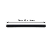 Black metal LED light bar measuring 304 x 18 x 18 mm for modern lighting solutions