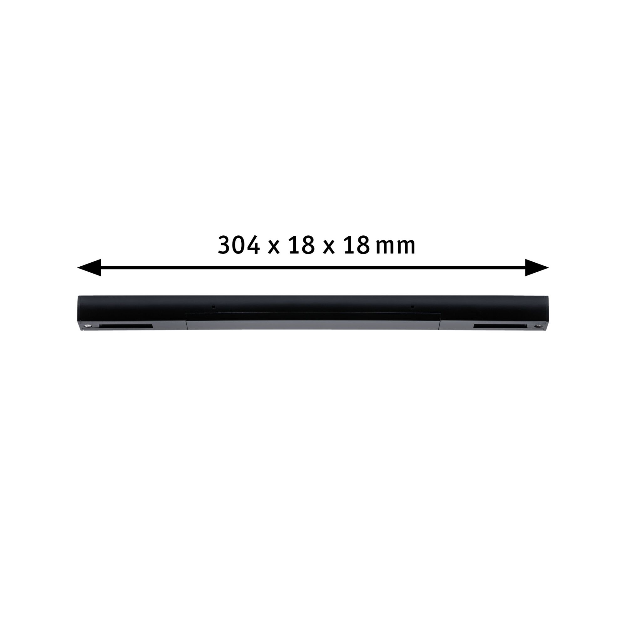 Zwarte metalen LED-lichtbalk van 304 x 18 x 18 mm voor moderne verlichting
