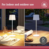 White metal LED table lamp for indoor and outdoor use with IP44 protection rating