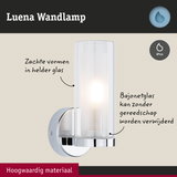Luena wandlamp van helder glas met chromen houder, IP44 bescherming voor badkamerverlichting