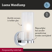 Luena wandlamp van helder glas met chromen houder, IP44 bescherming voor badkamerverlichting