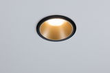 Round recessed light with black frame and gold reflector for modern LED ceiling lighting