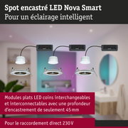 Spot encastré LED Nova Smart blanc avec modules plats interchangeables pour éclairage intelligent