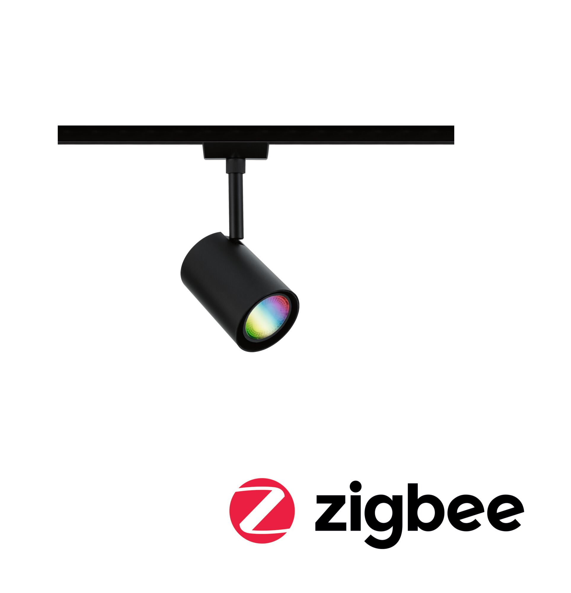 URail Schienenspot Smart Home Zigbee 3.0 Luxe GU10 350lm 4,8W RGBW+ dimmbar 230V Schwarz matt Schwarzer LED-Spot aus Metall mit RGB-Farbwechsel für Zigbee Smart Home Beleuchtung