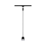 Black metal pendant light with chrome ring and white diffuser, modern LED hanging lamp