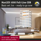 MaxLED 1000 Full-Line COB LED strip 3m with remote, 10 mm wide, tunable white light for delicate profiles