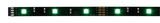 Black LED strip with green LEDs and 12V DC connector for versatile lighting applications