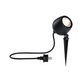 Black LED garden spotlight with ground spike and cable for outdoor and accent lighting