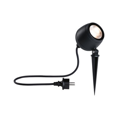 Sort LED-havelampe med jordspyd og kabel til udendørs og accentbelysning