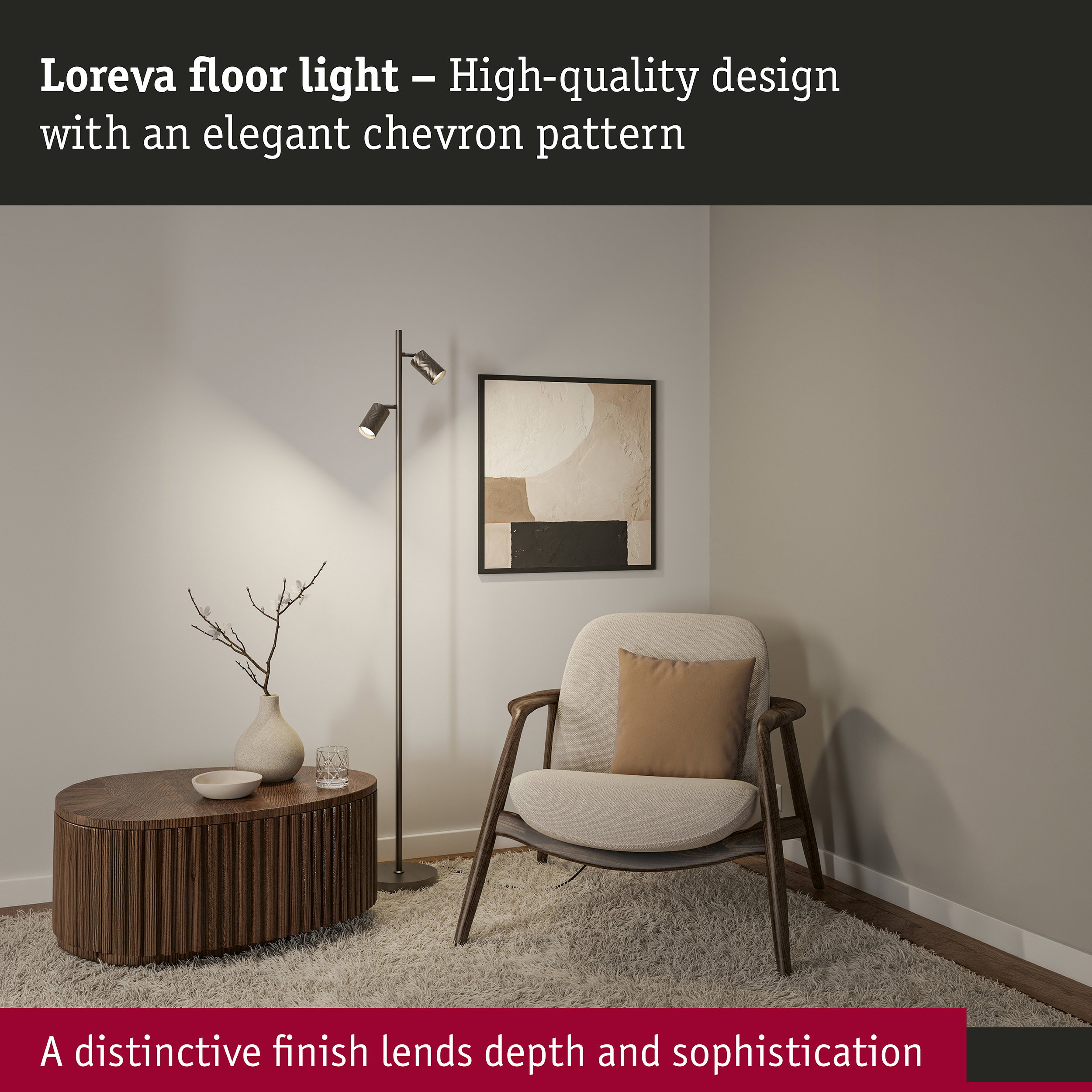 Floor lamp Loreva 1575mm max. 2x7W Titanium