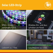 Solar LED-Strip mit IP65 Schutz, direktem Ein- und Ausschalten, 7 Stunden Ladezeit, 4 Stunden Leuchtdauer
