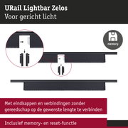 Zwarte URail Lightbar Zelos met memory- en resetfunctie voor gericht binnenlicht