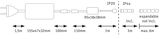 Technical drawing of a power adapter with dimensions and IP20 and IP44 ratings for LED lighting systems.