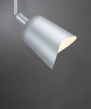 Modern silver metal LED spotlight with adjustable head for focused lighting