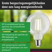 Energiezuinige LED-gloeilamp met helder glas en zilveren fitting voor duurzame verlichting