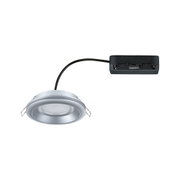 Rundes Einbau-LED-Leuchtmittel in Silber mit schwarzem Anschlusskabel für moderne Raumbeleuchtung