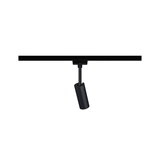 Black metal LED spotlight on track system for adjustable indoor lighting solutions