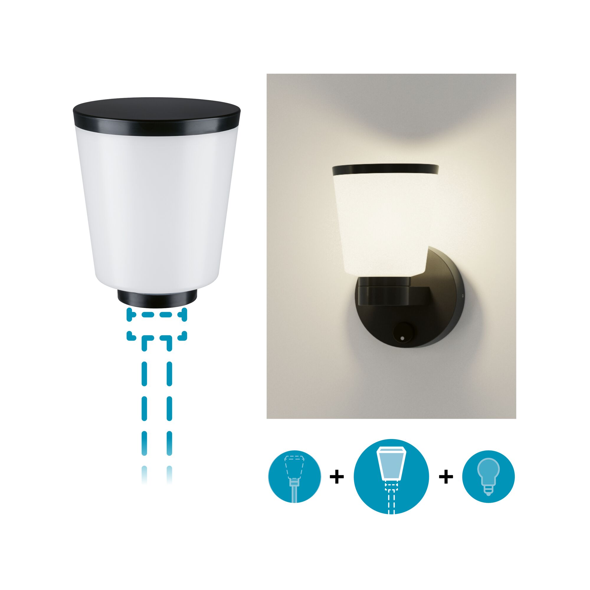 ModuShine Schirm Marento IP44 zylindrisch Anthrazit/Weiß