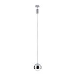 Modern pendant light ball in chrome and glass with adjustable cable for living spaces