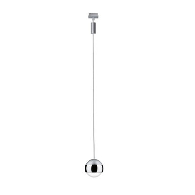 Modern pendant light sphere in chrome and glass silver with LED lighting for living spaces