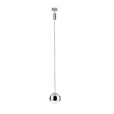 Modern pendant light sphere in chrome and glass silver with LED lighting for living spaces
