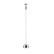 Modern pendant light sphere in chrome and glass silver with LED lighting for living spaces
