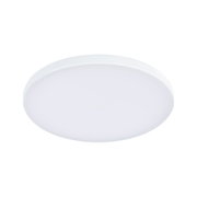 Round white LED ceiling panel made of plastic for energy-efficient room lighting