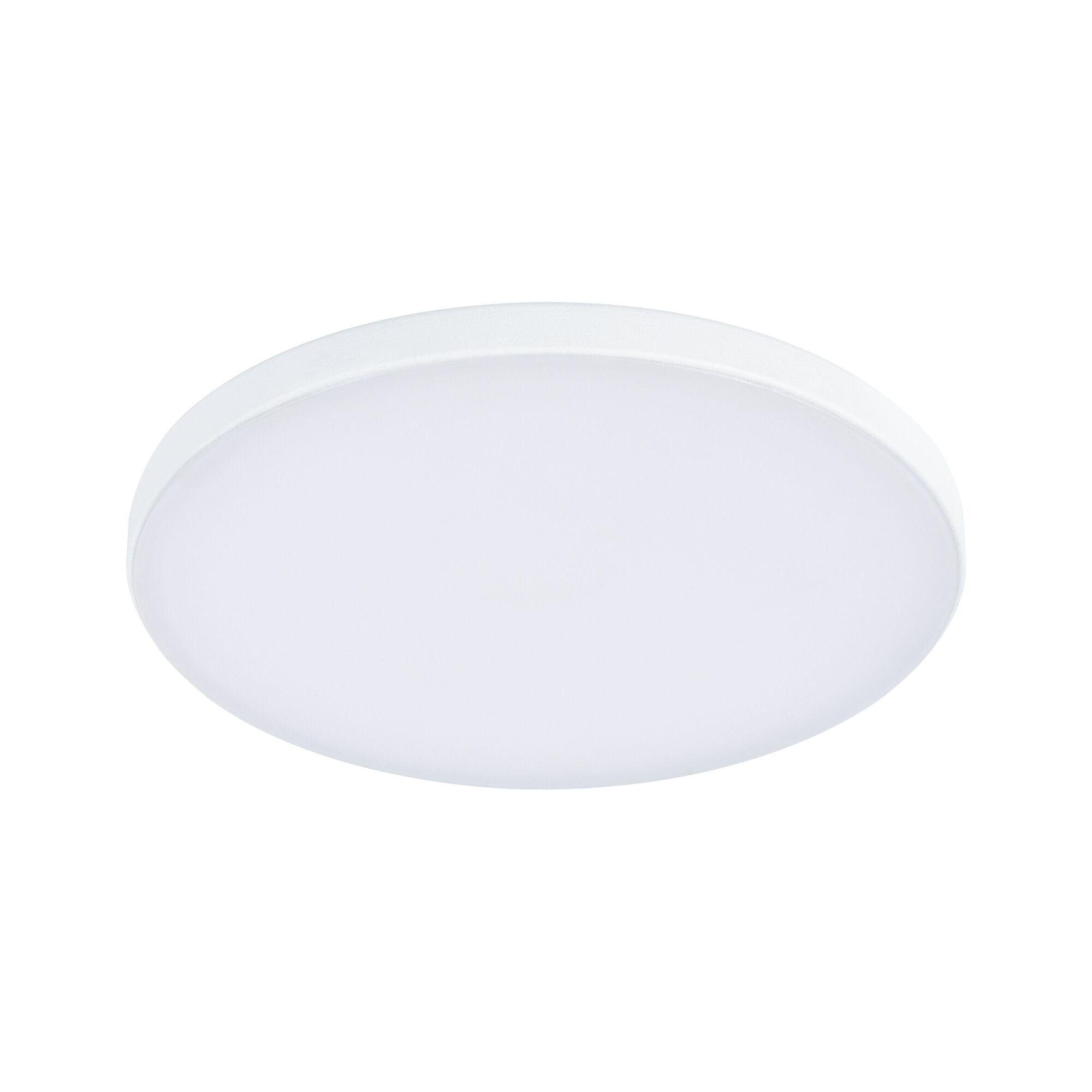 Round white LED ceiling panel made of plastic for energy-efficient room lighting