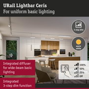 URail Lightbar Ceris white ceiling light with integrated 3-step dim function for uniform basic lighting