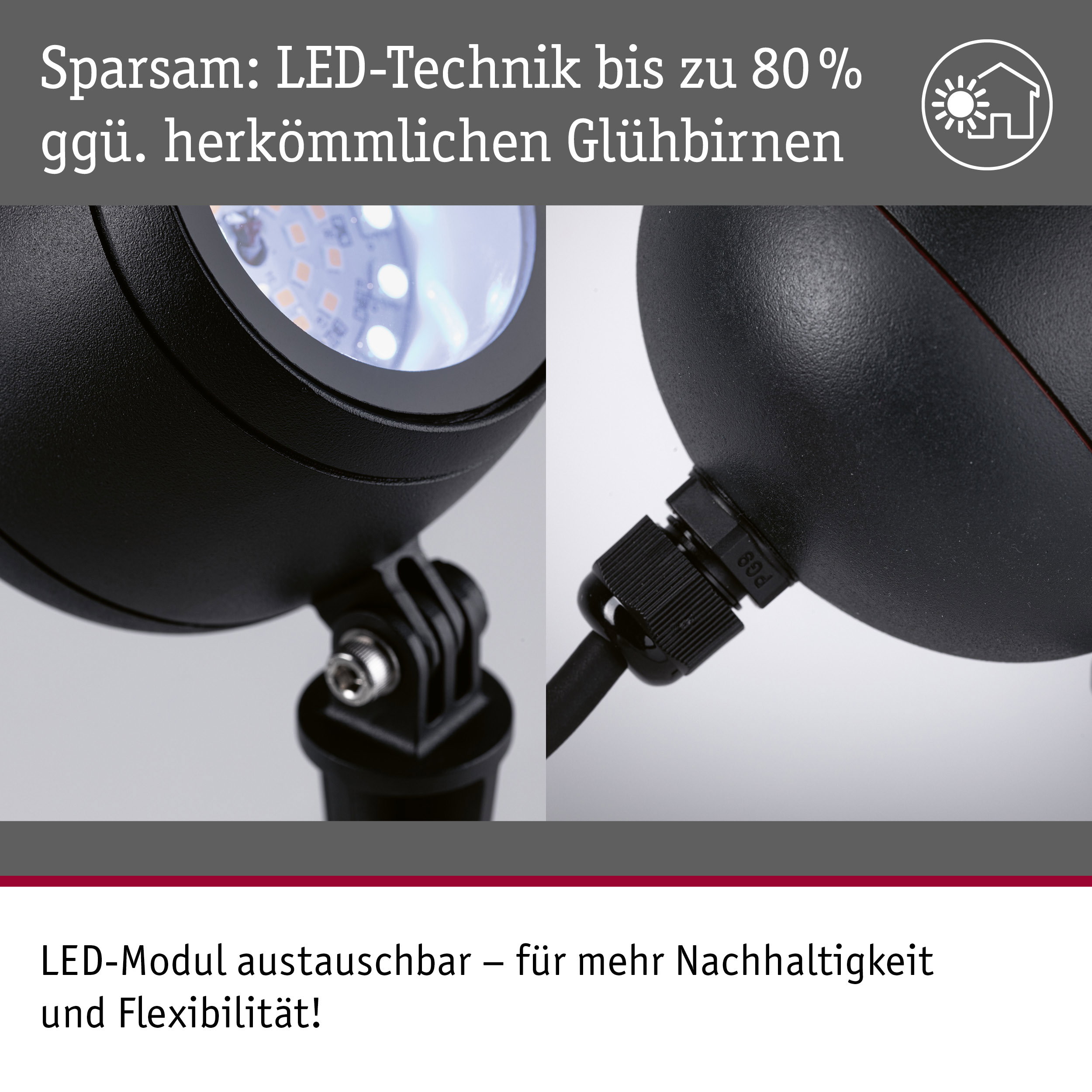 Schwarze LED-Außenleuchte mit austauschbarem LED-Modul für nachhaltige und flexible Beleuchtung