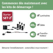 Kit de démarrage avec luminaires LED noirs, câbles et transformateur pour installation d'éclairage facile