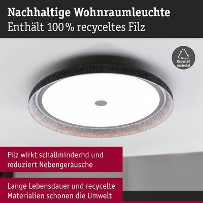 Nachhaltige Wohnraumleuchte mit 100% recyceltem Filz in Grau, schallmindernd und umweltfreundlich