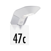 White LED outdoor wall light with motion sensor and modern design for house number illumination