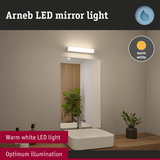 Arneb white LED mirror light with warm white illumination for optimal bathroom lighting