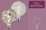 Two E27 mosaic glass bulbs in white and brown for decorative indoor lighting solutions.