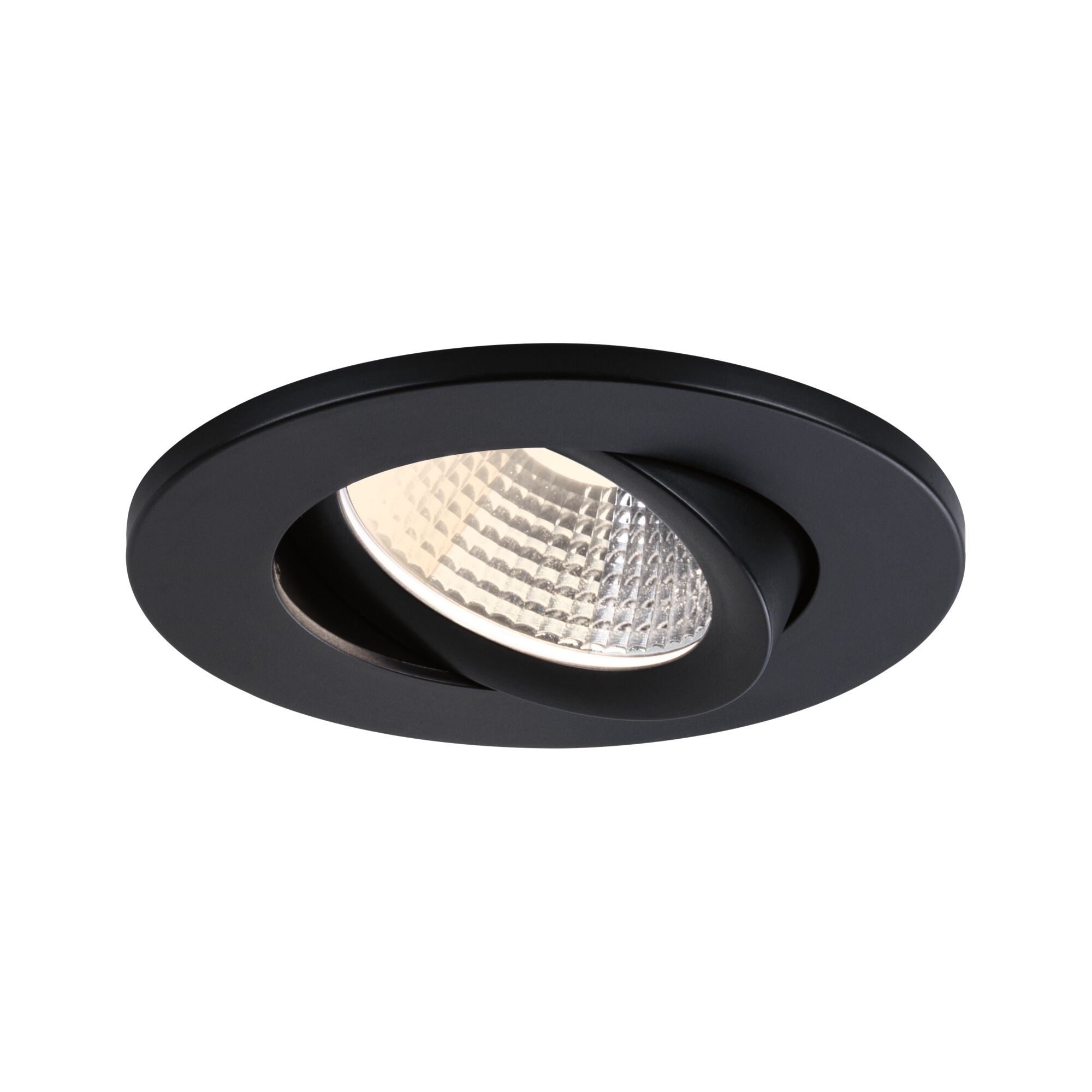 Black metal recessed spotlight with adjustable reflector for modern LED lighting solutions