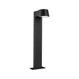 Black metal LED outdoor lamp with round shade for garden and pathway lighting