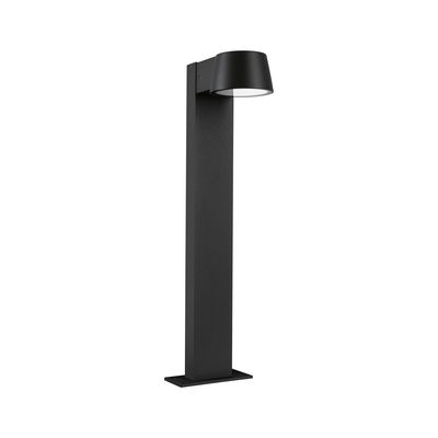Black metal LED outdoor lamp with round shade for garden and pathway lighting