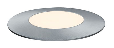Rundes LED-Einbaupanel mit gebürstetem Aluminiumrahmen in Grau für moderne Raumbeleuchtung