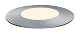 Rundes LED-Einbaupanel mit gebürstetem Aluminiumrahmen in Grau für moderne Raumbeleuchtung