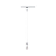 Modern silver metal pendant light holder with cable and bulb for indoor lighting fixtures