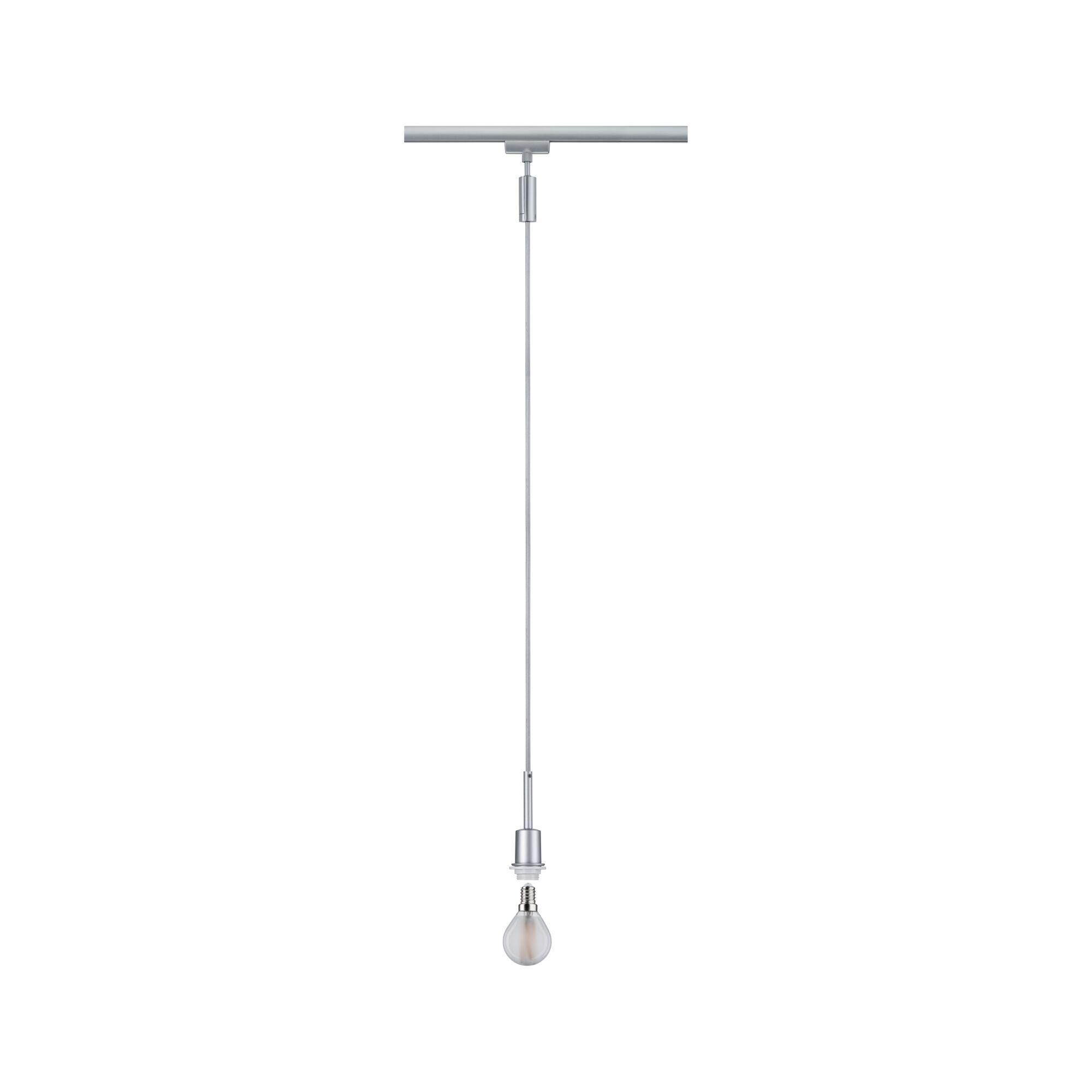 Modern silver metal pendant light holder with cable and bulb for indoor lighting fixtures